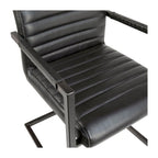 Genuine Full Grain Leather and Steel Modern Dining Arm Chair