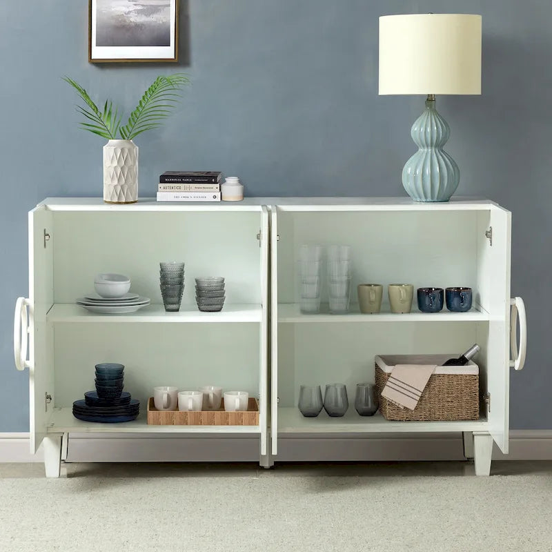 Connie 58 Contemporary Sideboard Buffet with Round Solid Wood Door Handles by HULALA HOME