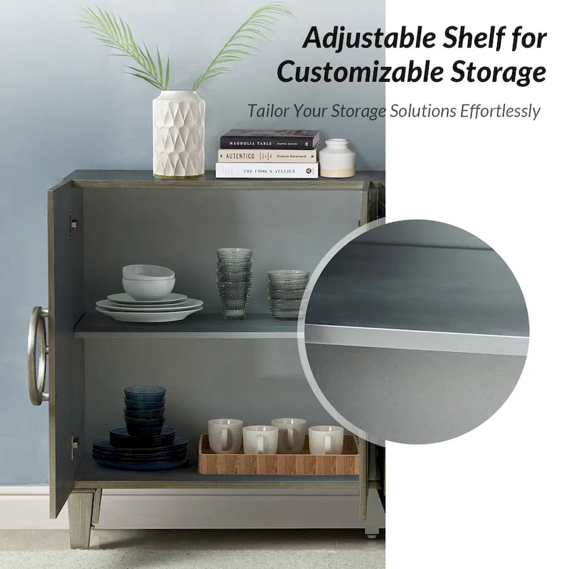 Connie 58 Contemporary Sideboard Buffet with Round Solid Wood Door Handles by HULALA HOME