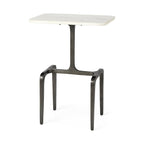 Preston White Marble Top w/Gold Metal Base Rectangular Accent Table - 17.3L x 11.3W x 22.8H