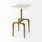 Preston White Marble Top w/Gold Metal Base Rectangular Accent Table - 17.3L x 11.3W x 22.8H