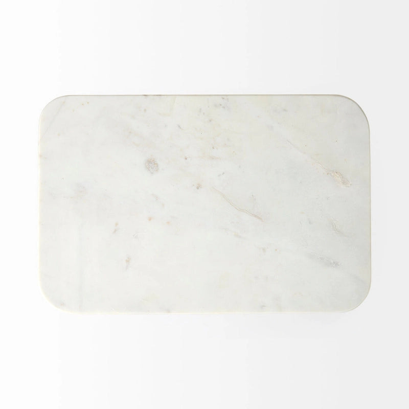 Preston White Marble Top w/Gold Metal Base Rectangular Accent Table - 17.3L x 11.3W x 22.8H