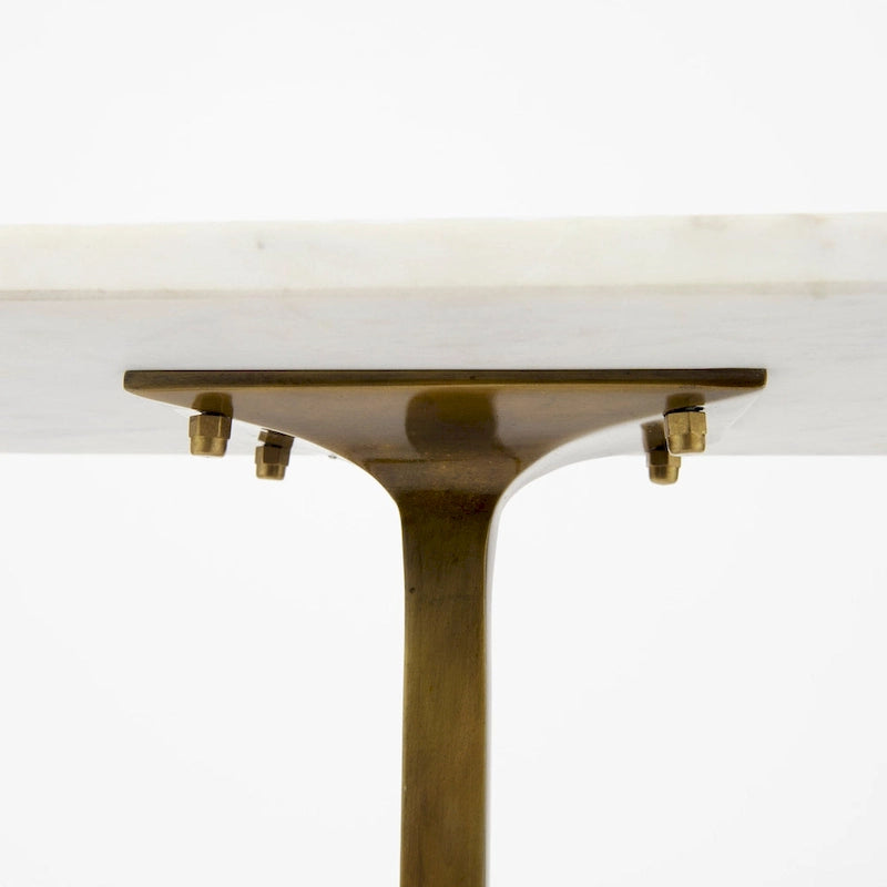 Preston White Marble Top w/Gold Metal Base Rectangular Accent Table - 17.3L x 11.3W x 22.8H