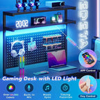 L Shaped Gaming Desk Pegboard and Drawers Monitor Stand