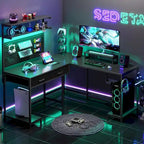 L Shaped Gaming Desk Pegboard and Drawers Monitor Stand