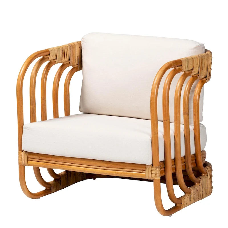 Modern Bohemian Natural Rattan Arm Chair