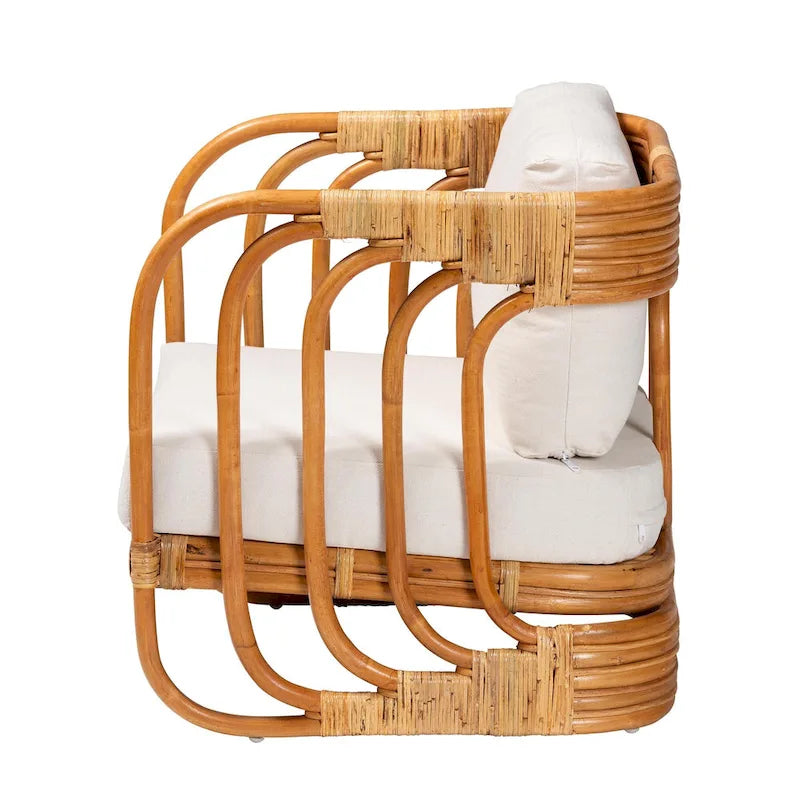 Modern Bohemian Natural Rattan Arm Chair