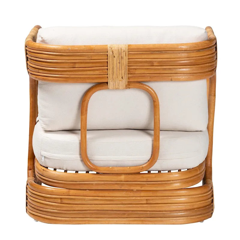 Modern Bohemian Natural Rattan Arm Chair