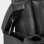 MCombo Power Recliner Chair, Home Theater Seating with Adjustable Headrest and Tray Table, Breathable Leather HTS422