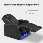 MCombo Power Recliner Chair, Home Theater Seating with Adjustable Headrest and Tray Table, Breathable Leather HTS422