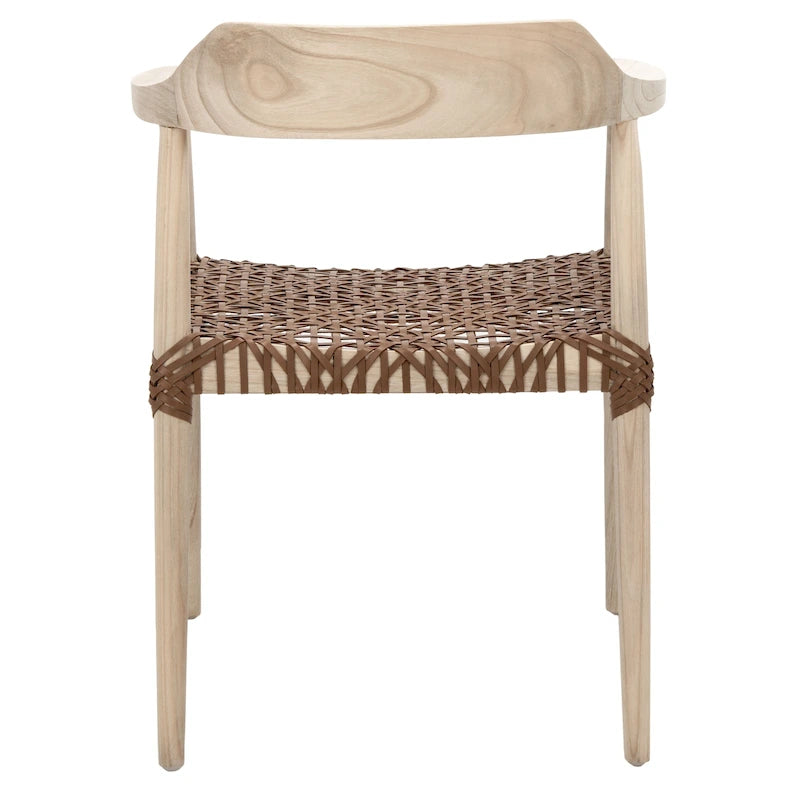 Woven Leather & Solid Wood Accent Chair (Fully Assembled) - 22 W x 20.5 L x 28.5 H