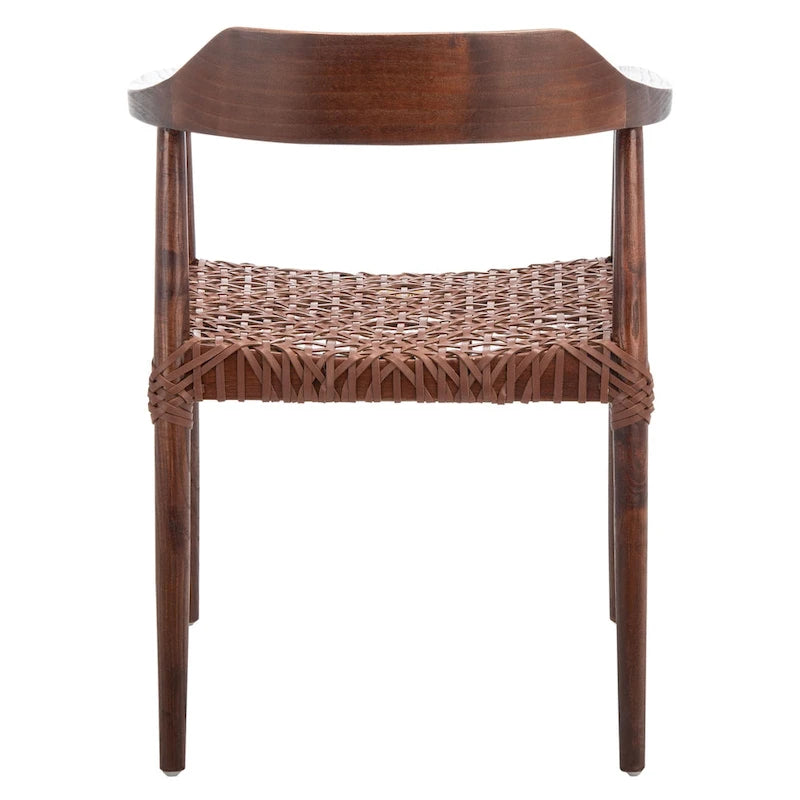 Woven Leather & Solid Wood Accent Chair (Fully Assembled) - 22 W x 20.5 L x 28.5 H
