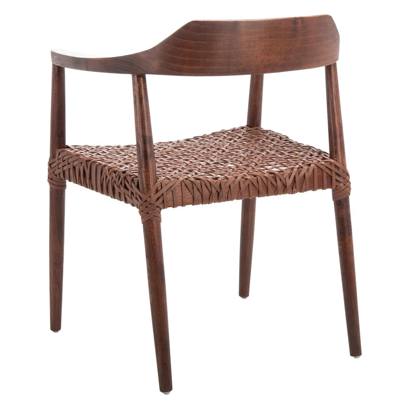 Woven Leather & Solid Wood Accent Chair (Fully Assembled) - 22 W x 20.5 L x 28.5 H