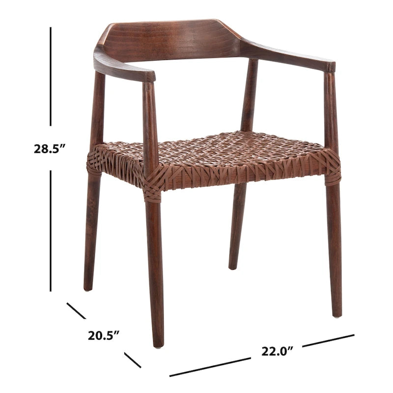 Woven Leather & Solid Wood Accent Chair (Fully Assembled) - 22 W x 20.5 L x 28.5 H