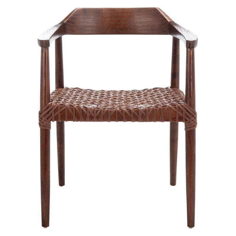 Woven Leather & Solid Wood Accent Chair (Fully Assembled) - 22 W x 20.5 L x 28.5 H