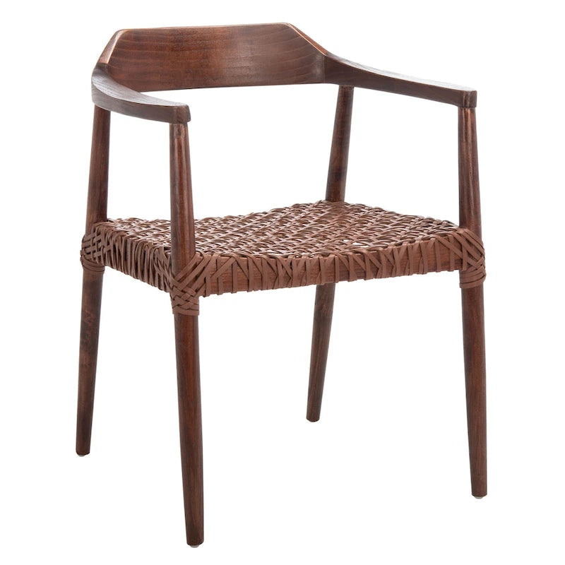 Woven Leather & Solid Wood Accent Chair (Fully Assembled) - 22 W x 20.5 L x 28.5 H