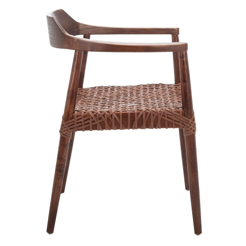 Woven Leather & Solid Wood Accent Chair (Fully Assembled) - 22 W x 20.5 L x 28.5 H