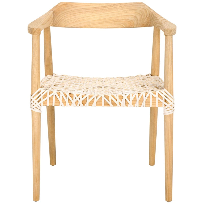 Woven Leather & Solid Wood Accent Chair (Fully Assembled) - 22 W x 20.5 L x 28.5 H