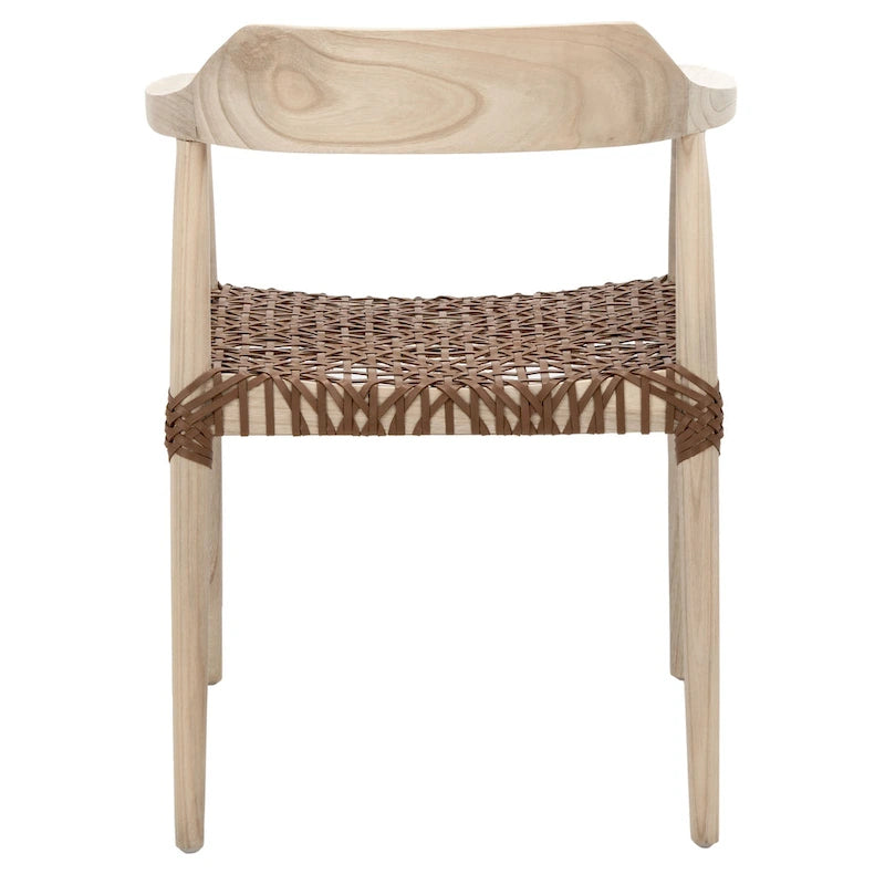 Woven Leather & Solid Wood Accent Chair (Fully Assembled) - 22 W x 20.5 L x 28.5 H