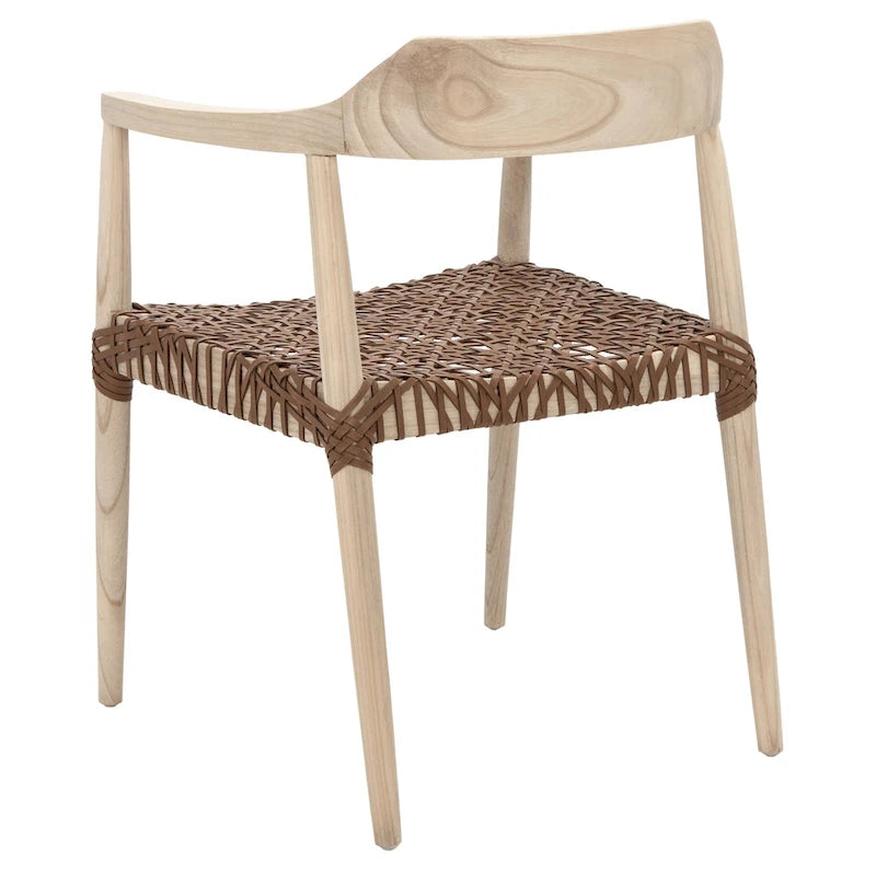 Woven Leather & Solid Wood Accent Chair (Fully Assembled) - 22 W x 20.5 L x 28.5 H