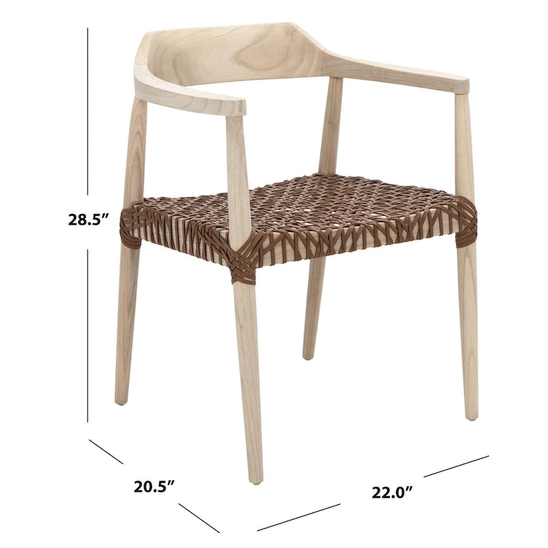 Woven Leather & Solid Wood Accent Chair (Fully Assembled) - 22 W x 20.5 L x 28.5 H