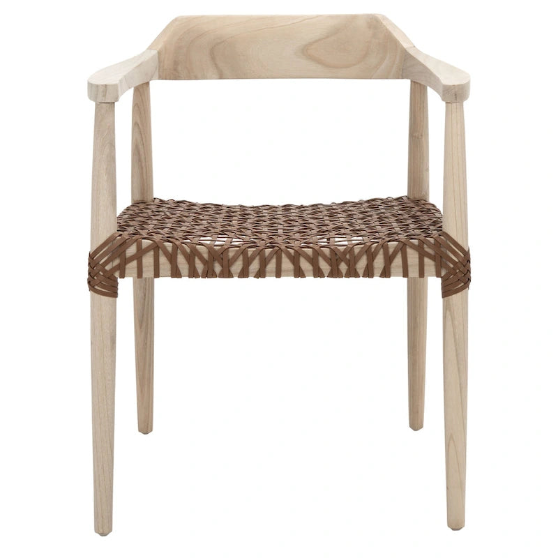 Woven Leather & Solid Wood Accent Chair (Fully Assembled) - 22 W x 20.5 L x 28.5 H