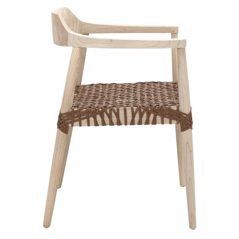 Woven Leather & Solid Wood Accent Chair (Fully Assembled) - 22 W x 20.5 L x 28.5 H
