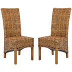 SAFAVIEH Kathi Isla Wicker Brown High Back Dining Chair (Set of 2) - 18.5 x 20.9 x 42.1 - 19Wx21Dx42H