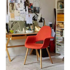 Organic Upholstered Fabric Modern Armchair with Natural Wooden Legs for Dining Room Office or Accent Lounge Side Chair