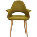 Organic Upholstered Fabric Modern Armchair with Natural Wooden Legs for Dining Room Office or Accent Lounge Side Chair