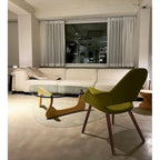 Organic Upholstered Fabric Modern Armchair with Natural Wooden Legs for Dining Room Office or Accent Lounge Side Chair