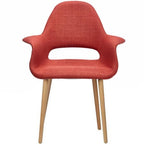 Organic Upholstered Fabric Modern Armchair with Natural Wooden Legs for Dining Room Office or Accent Lounge Side Chair