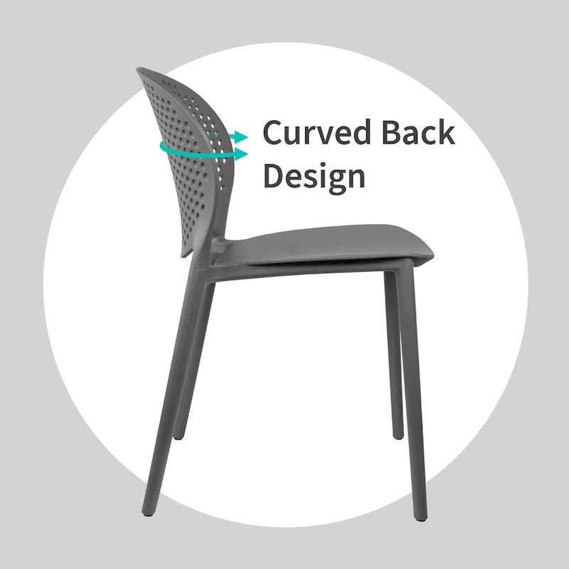 Modern Plastic Garden Patio Indoor or Outdoor Dining Stackable Chair UV Protected Armless With Dot Back Surf