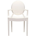 Designer Style Modern Dining Kitchen Crystal Clear Molded Plastic Transparent with arm Chairs Indoor Outdoor