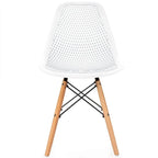 4 Pcs Modern Plastic Hollow Chair Set with Wood Leg - 22 x 18 x 32.5 (L x W x H)