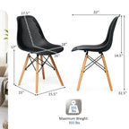 4 Pcs Modern Plastic Hollow Chair Set with Wood Leg - 22 x 18 x 32.5 (L x W x H)