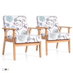 Gymax 2PCS Accent Armchair Upholstered Chair Home Office w/ Wooden - 25 x 26.5 x 32