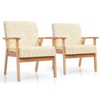 Gymax 2PCS Accent Armchair Upholstered Chair Home Office w/ Wooden - 25 x 26.5 x 32