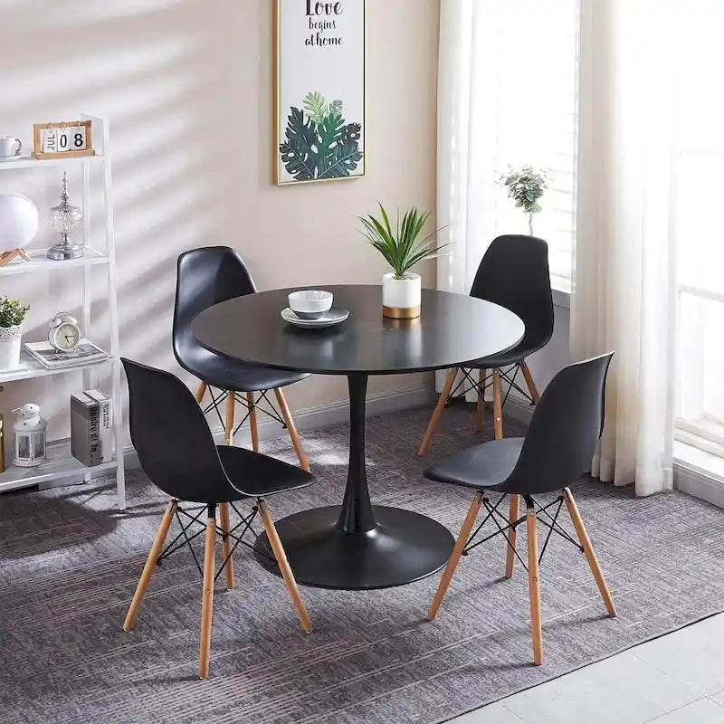 Round Dining Table Set for 4,5-Piece Modern Dining Table with 4 Chairs