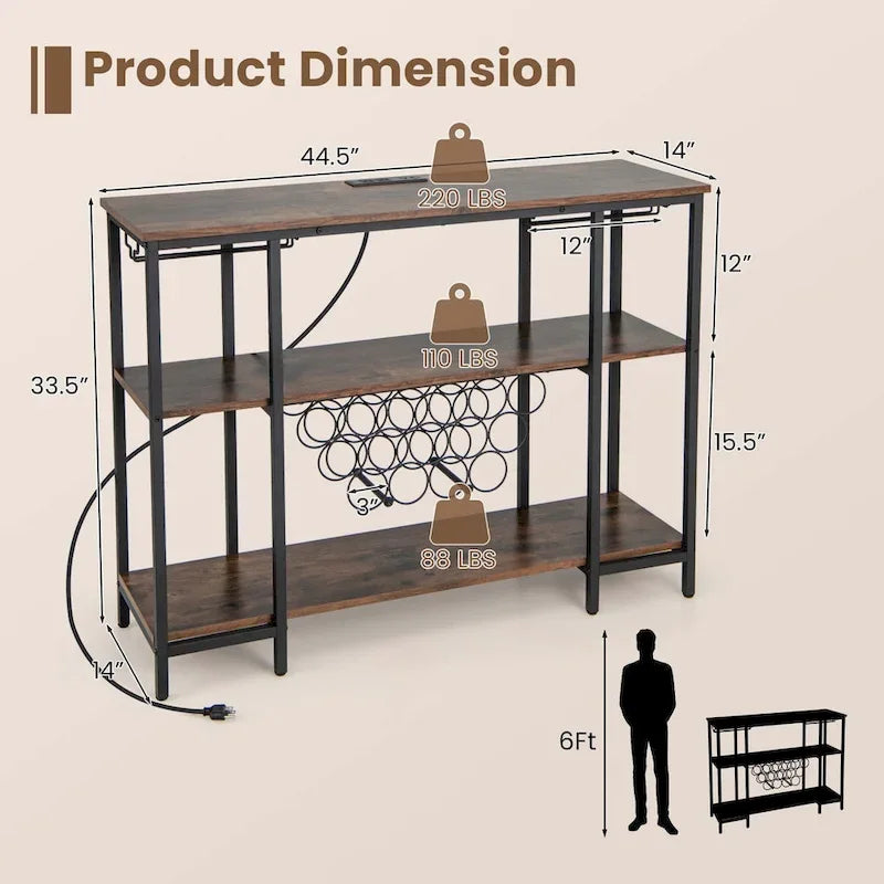 Costway Wine Cabinet Bar Table Rack Table for Drinks Glasses with - See Details