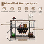 Costway Wine Cabinet Bar Table Rack Table for Drinks Glasses with - See Details