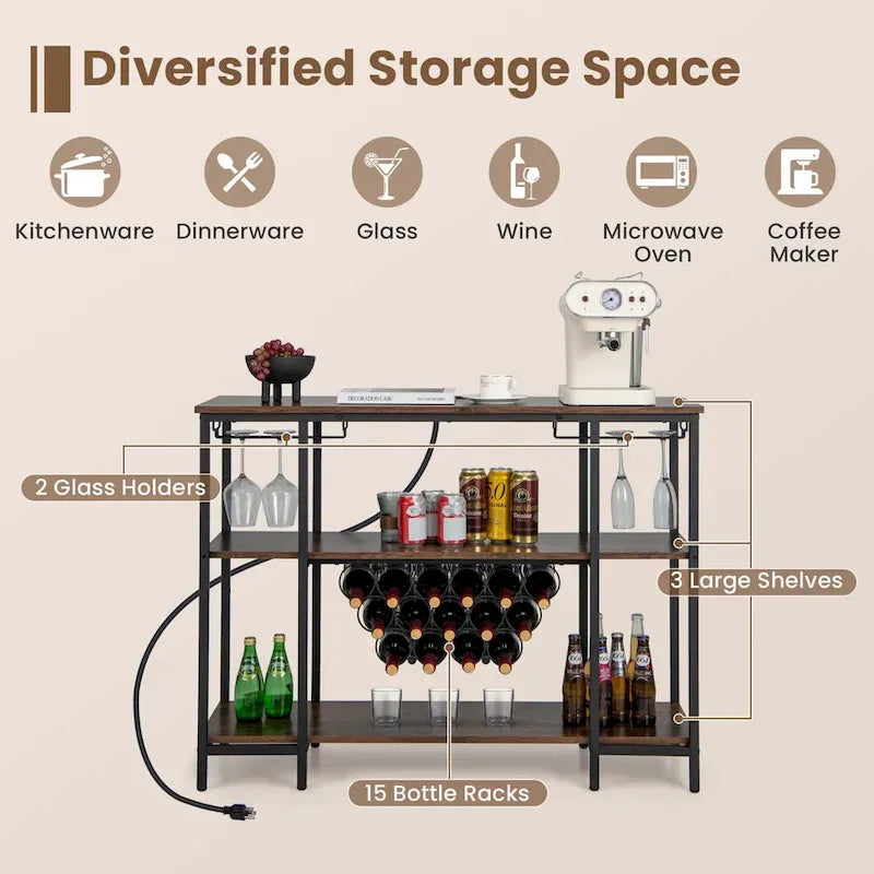 Costway Wine Cabinet Bar Table Rack Table for Drinks Glasses with - See Details