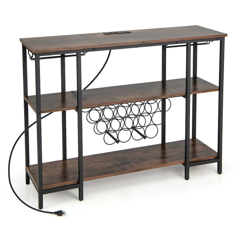 Costway Wine Cabinet Bar Table Rack Table for Drinks Glasses with - See Details