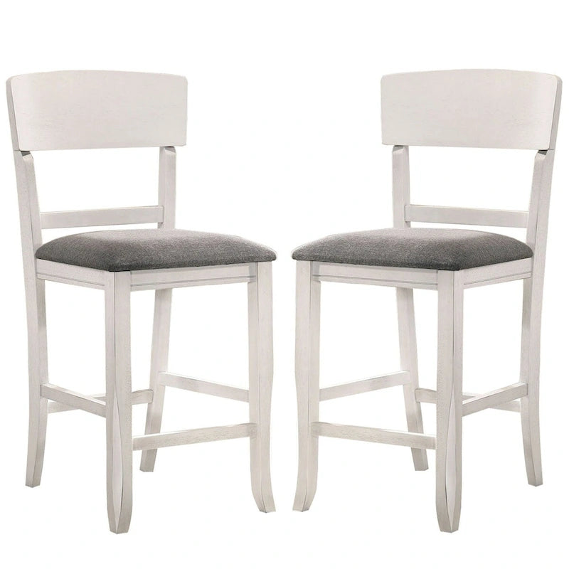 Wooden Counter Height Chair with Curved Back, Set of 2 - 18.5 L x 20.5 W x 40 H