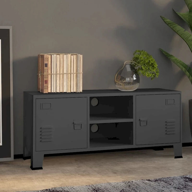vidaXL TV Stand TV Console Sideboard TV Unit Home Media Unit Cupboard Metal - 41.3 x 13.8 x 16.5