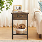 VECELO Modern Nightstand Set of 2 with Drawer and Storage Shelf