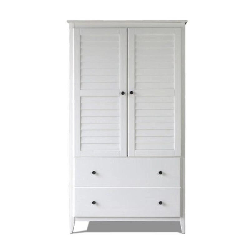 FarmHome Louvered Distressed Solid Pine Armoire
