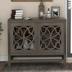 Wood Accent Buffet Sideboard Storage Cabinet with Doors and Adjustable Shelf