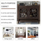 Wood Accent Buffet Sideboard Storage Cabinet with Doors and Adjustable Shelf