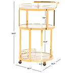 SAFAVIEH Sueann 3 Tier Round Bar Cart-Gold / Tea - 22.1 x 19.7 x 34.3 - 22Wx20Dx34H